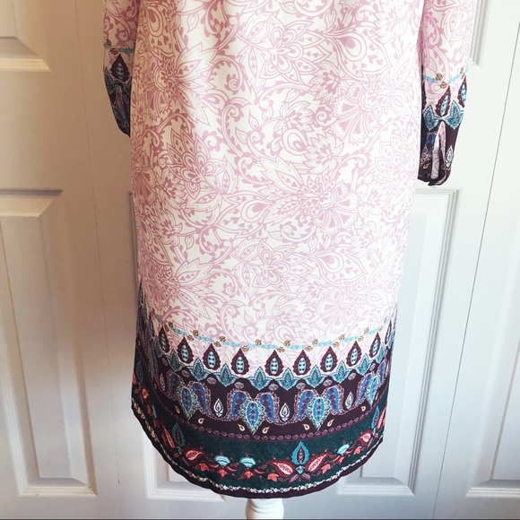 NWT Loft Light Pink Multi Boho Off Shoulder Halter Tie Dress XSP - Picture 16 of 16